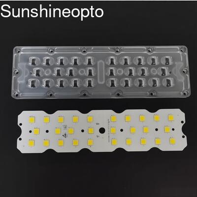 100W 12PCS 7070 LED-PCB-Board mit 158×103° Typ II optische LED-Linsen Straßenbeleuchtung