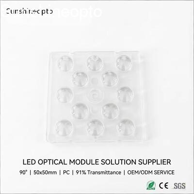 90-Grad-High-Bay-LED-Linse für SMD 3030/5050-LEDs. PC-Linse in optischer Qualität mit 91 % Durchlässigkeit
